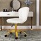 Swivel Vanity Chair with Gold Legs, White Fuzzy Desk Chairs for Teen Girls